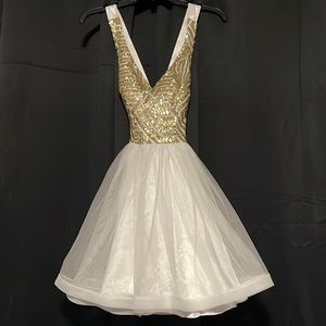 NWT gold & white homecoming dress